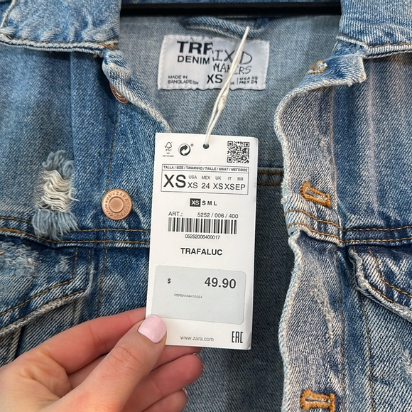 NWT Zara distressed denim jacket - Picture 6 of 7